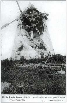 Le moulin d‘Achicourt détruit pendant la guerre 1914-1918